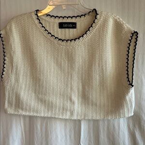 Fab'rik Cream Knit Crop Top with Black Trim